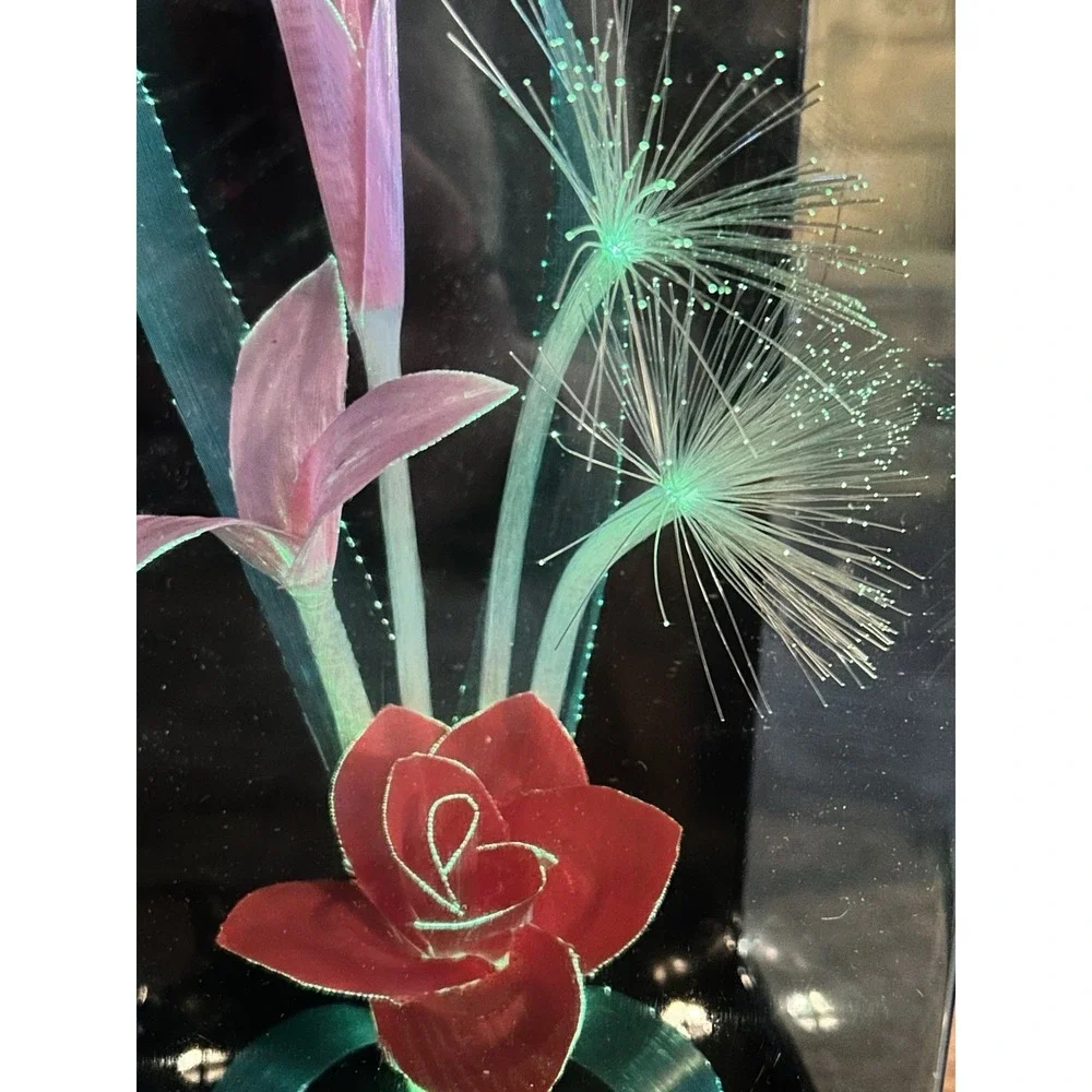 Vintage Retro Fiber Optic Color Changing Flower Bouquet Lamp Light 10x4x3